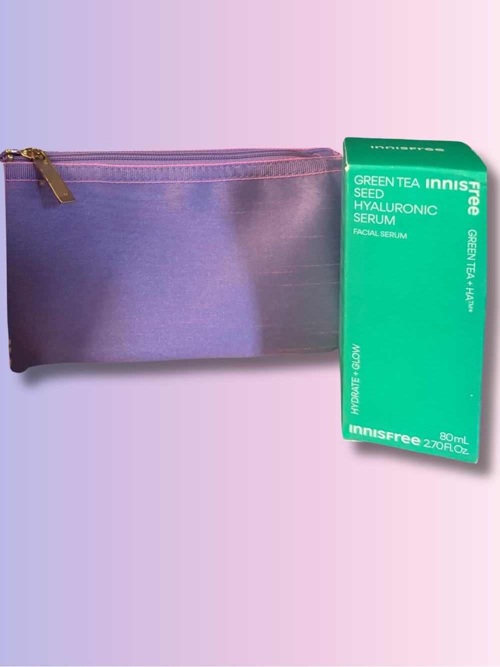 Estee Lauder Lavender Satin Cosmetic Pouch with Gold-Tone Zipper